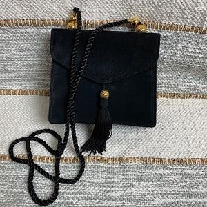 Black Faux Suede Cocktail Party Handbag